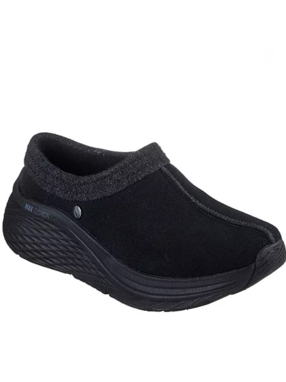 SKECHERS SUEDE MAX CUSHIONING SLIP-ON MULES